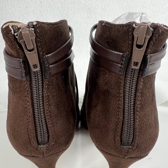 Journee Collection WD-Samara Brown Open-Toe Heeled Booties Women Size 10WD - Picture 8 of 12
